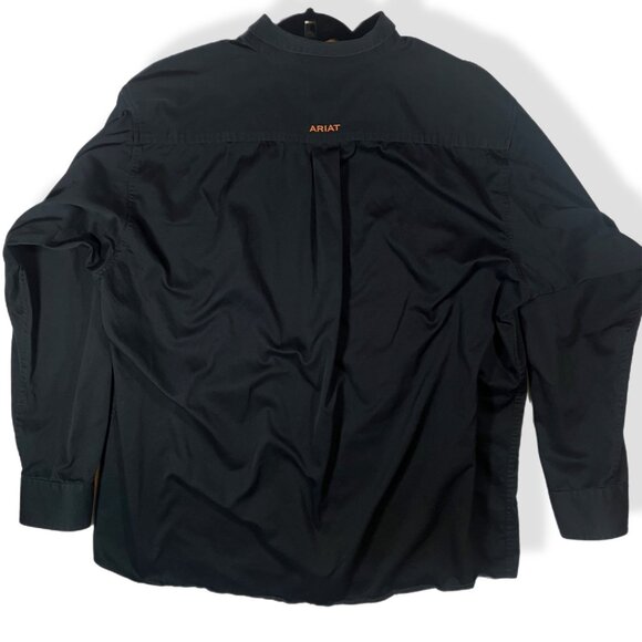 Ariat Mens Black Button-Down Long-Sleeve Shirt XL Cotton Blend Embroidered Logo - Picture 2 of 9